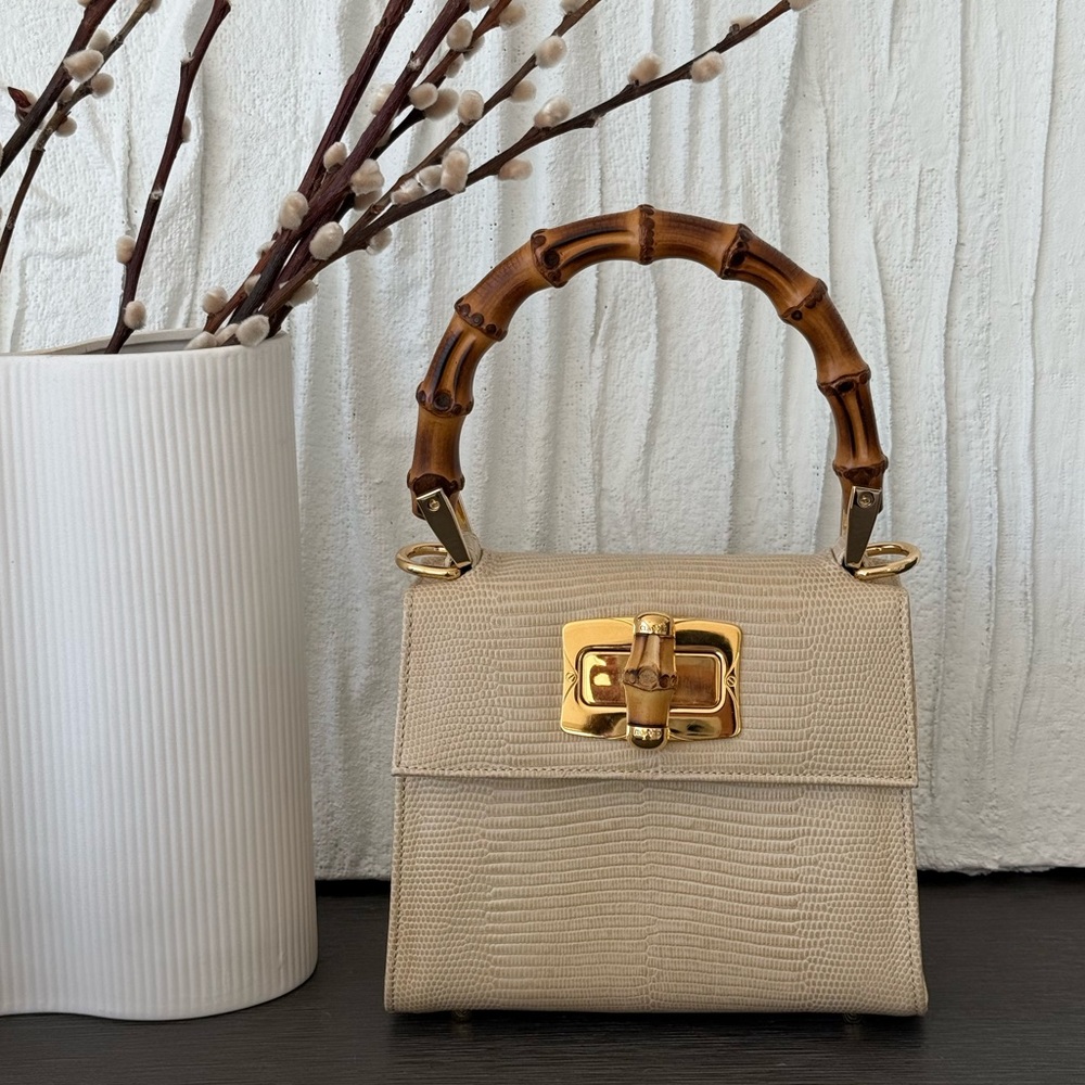 CLAMORI FIRENZE | Candy Medium BAMBOO Lizard Top Handle Bag